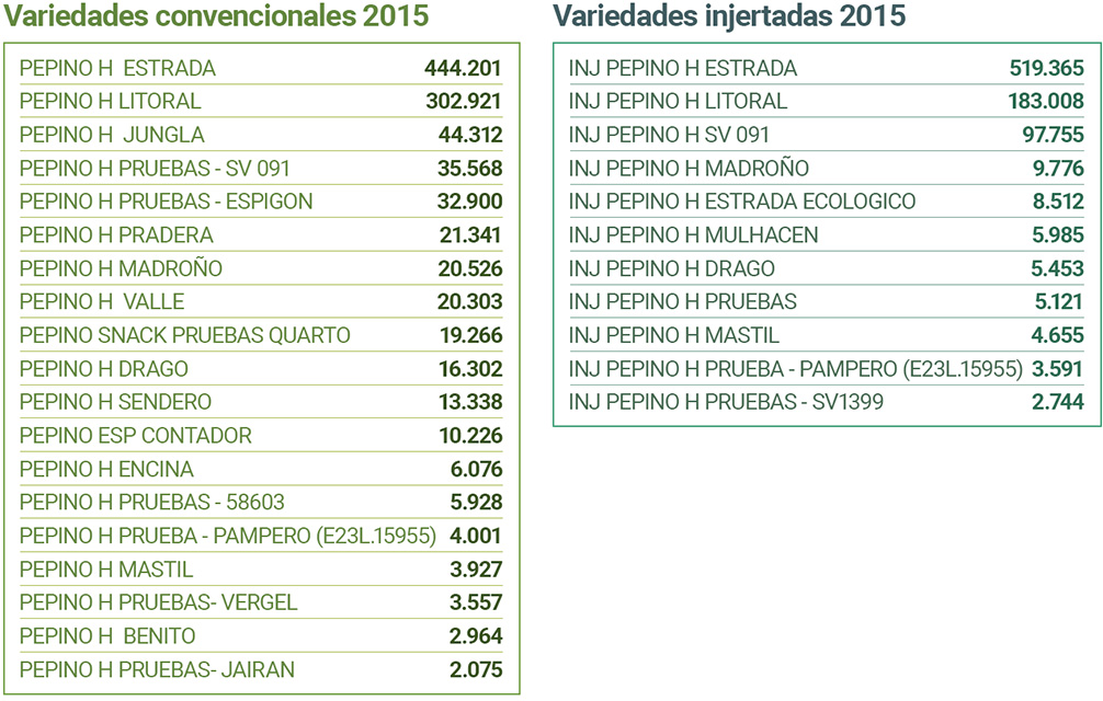 Grafico primeros pedidos de pepino a El Plantel Semilleros