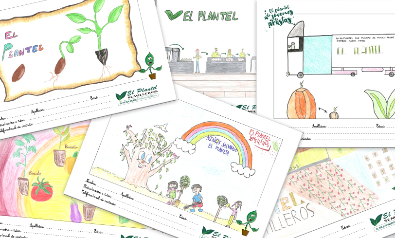 Collage de dibujos del concurso de El Plantel Semilleros